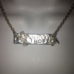 HOPE cross pearl pendant NWT